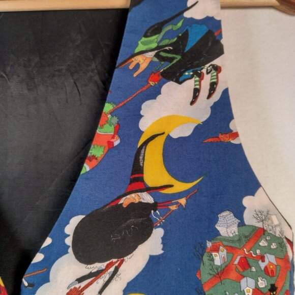 Vintage Halloween Vest Women M 111 Main Witch Witches Flying Black Cat Parachute - Picture 7 of 11